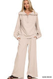 Ribbed Half Zip Pullover And Pant Set
