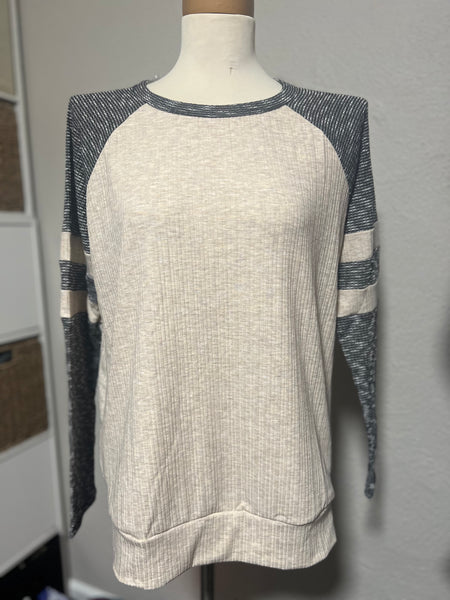 Varsity Long Sleeve Color Block Top