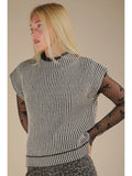 Two Tone Ribbed Sweater Vest