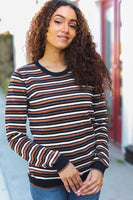 Navy And Rust Glitter Stripe Top