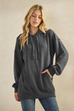 LONG SLEEVE BRUSHED URBAN RIB HOODIE TOP