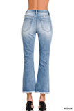 High Rise Straight Raw Hem Cropped Denim