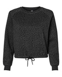 Black Leopard Boxy Fleece Crew Neck Sweatshirt