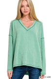 Ribbed Hi Low V Neck Top