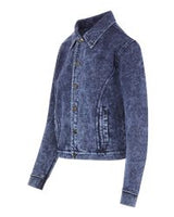 Acid Wash Denim Look French Terry Jacket