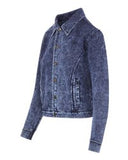 Acid Wash Denim Look French Terry Jacket