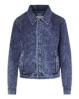 Acid Wash Denim Look French Terry Jacket