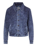 Acid Wash Denim Look French Terry Jacket