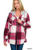 Plaid Hooded Fleece Shacket