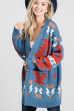 Long Sleeve Open Aztec Cardigan Sweater