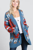 Long Sleeve Open Aztec Cardigan Sweater