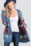 Long Sleeve Open Aztec Cardigan Sweater