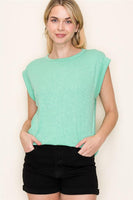 Crew Neck Extended Short Sleeve Knit Top