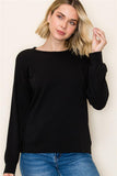 CREW NECK LONG SLEEVE SOLID HEAVY FRENCH TERRY TOP