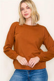 CREW NECK LONG SLEEVE SOLID HEAVY FRENCH TERRY TOP