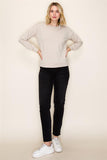 CREW NECK LONG SLEEVE SOLID HEAVY FRENCH TERRY TOP