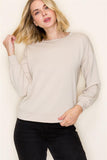 CREW NECK LONG SLEEVE SOLID HEAVY FRENCH TERRY TOP