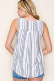 Sleeveless V Neck Striped Top