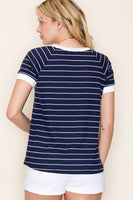 Short Sleeve Navy Striped Top