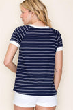 Short Sleeve Navy Striped Top