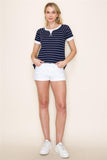 Short Sleeve Navy Striped Top