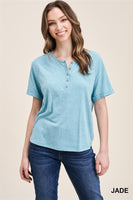 Henly Button Neck Short Sleeve Top