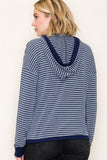 Long Sleeve Striped French Terry Hoodie Top