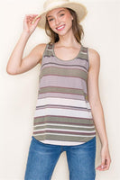 Round Neck Terry Geo Stripe Top