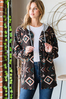 Multi Color Aztec Hooded Shacket