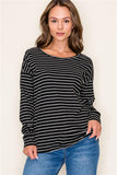 Textured Rib Long Sleeve Striped Top