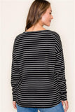 Textured Rib Long Sleeve Striped Top
