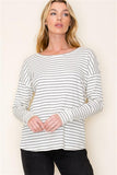 Textured Rib Long Sleeve Striped Top