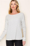 Textured Rib Long Sleeve Striped Top