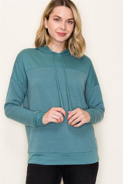 Fabric Blocked Hoodie Top