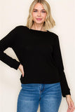 Long Sleeve Waffle Basic Knit Top
