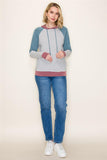 Long Sleeve Color Block Stripe Hoodie Top