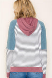 Long Sleeve Color Block Stripe Hoodie Top