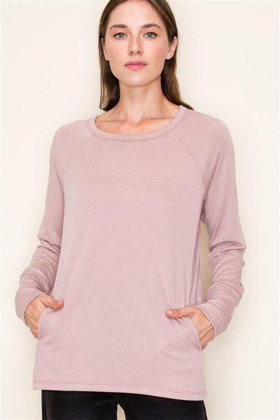 Long Sleeve Side Pocket Pullover Top