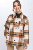 Wool Blend Plaid Button Up Shacket