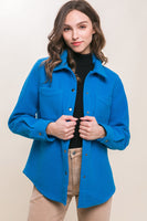 Wool Blend Button Down Jacket with Snap Closure