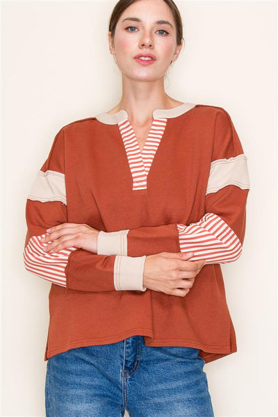 Mixed Stripe Colorblock Top
