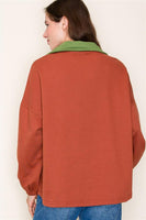 Half Zip Long Sleeve Colorblock Top