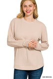 Raised Rib Round Neck Long Sleeve Top