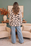 Blush Leopard Print Faux Fur Open Front Jacket