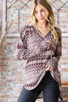 Brown Aztec Hoodie Top
