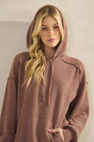 LONG SLEEVE BRUSHED URBAN RIB HOODIE TOP