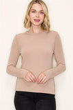 Long Sleeve Crew Neck Seam Out Basic Top