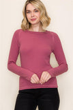 Baby Ribbed Long Sleeve Marsala Top