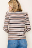 Puff Sleeve Striped Baby Rib Top