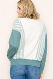 Crew Neck Striped Color Block Top
